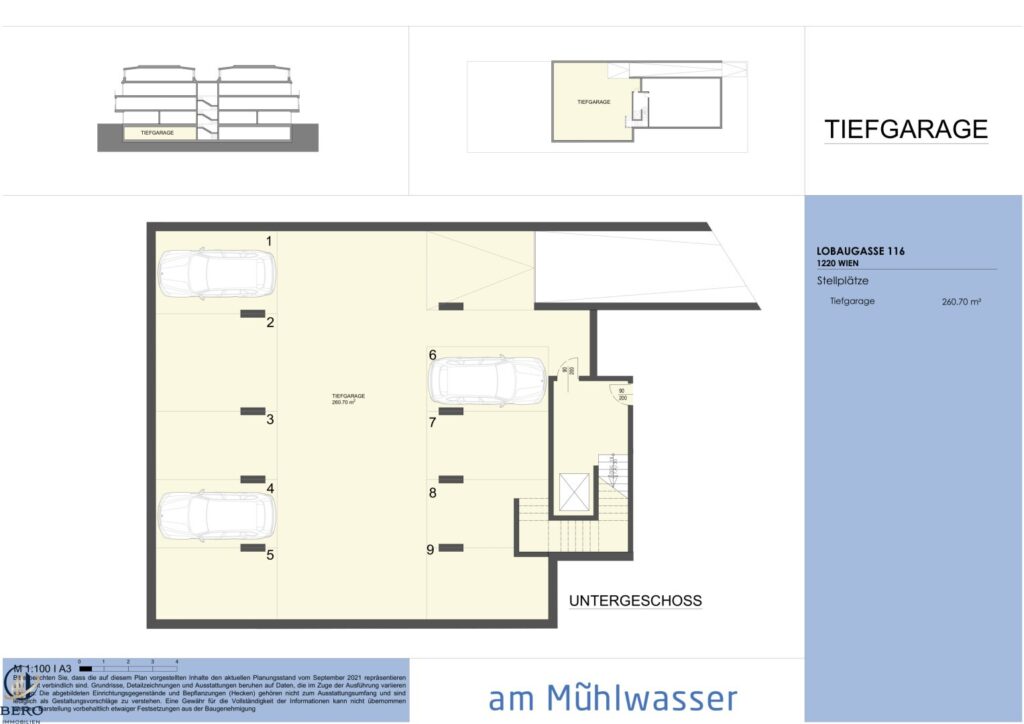 Plan der Tiefgarage