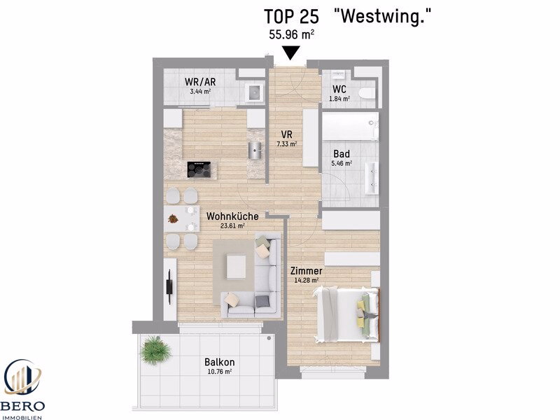 Titelbild - 2 Zimmer mit Balkon | U1 Großfeldsiedlung