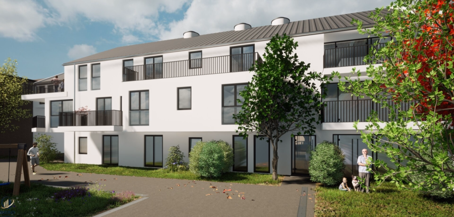 Außenansicht der Terrassenwohnungen - Perfekt aufgeteilt, mit großem Balkon ausgestattet und im Erstbezug zu erwerben