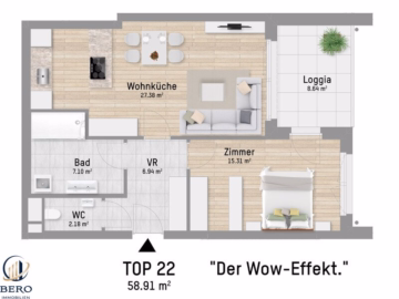 2 Zimmer mit Loggia | U1 Großfeldsiedlung, 1210 Wien, Terrassenwohnung