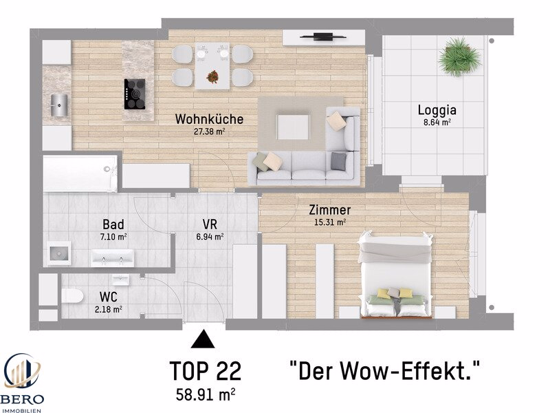 Titelbild - 2 Zimmer mit Loggia | U1 Großfeldsiedlung