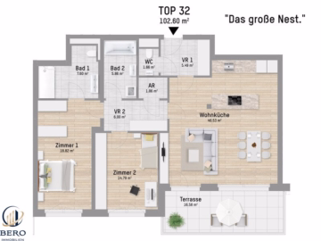 3 Zimmer mit Terrasse | U1 Großfeldsiedlung, 1210 Wien, Terrassenwohnung