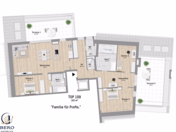 Grundriss - 5 Zimmer | 2 Bäder | Homeoffice-Zimmer | 2 Terrassen | Lobau