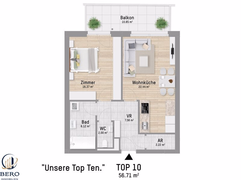 Titelbild - 2 Zimmer mit Balkon | U1 Großfeldsiedlung
