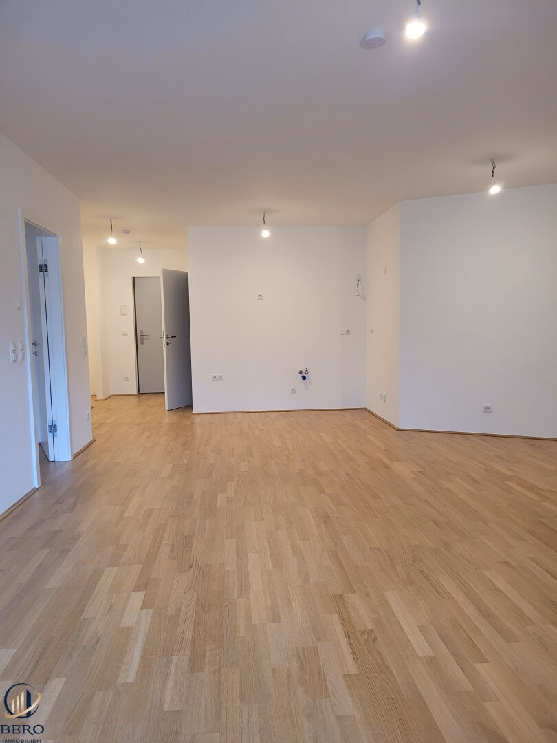 Wohnzimmer mit offener Küche