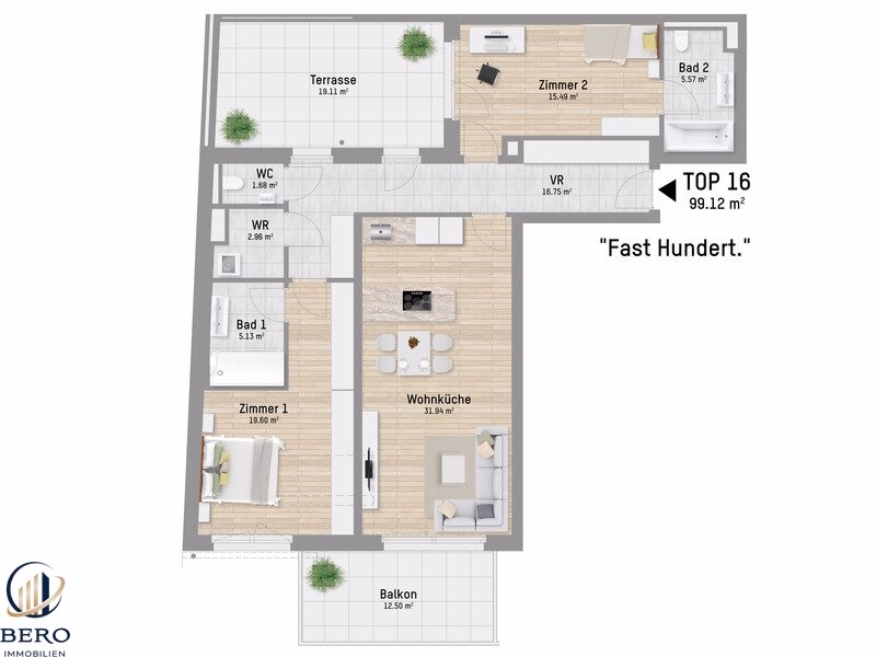 Titelbild - 3 Zimmer mit Terrasse | 2 Bäder | U1 Großfeldsiedlung