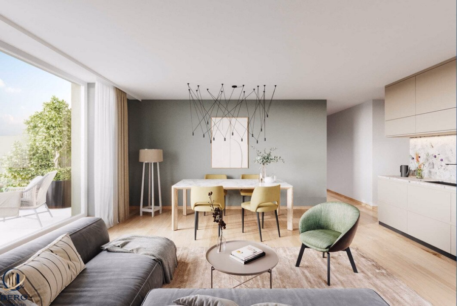 Wohnküche mit riesigem Balkon - „Herrliche 3 Zimmerwohnung mit sehr großem Balkon im Erstbezug“