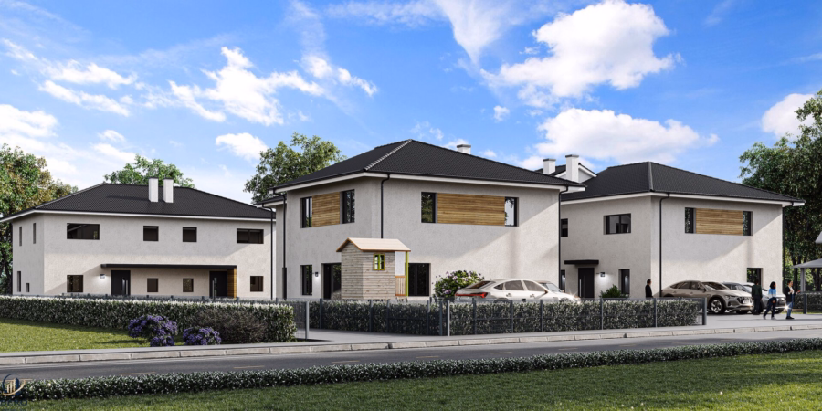 seitliche Hausansicht-Visualisierung - „Sunside Living – 5 Zimmer-Doppelhaushälfte mit sonnigem Garten