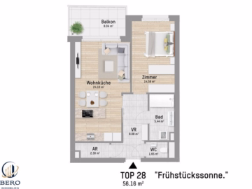 2 Zimmer mit Balkon | U1 Großfeldsiedlung, 1210 Wien, Terrassenwohnung